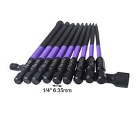 10pz Magnetico per Punte Esagonali a Impatto 100mm Lunghezza 1/4in Gambo Esagona