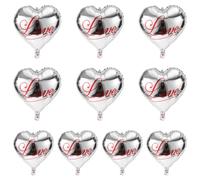 10pz Palloncini10pz Palloncini a Forma di Cuore per San Valentine, 45cm Palloncini Foil Cuore Decorazioni Cuore con Nastro per Feste di San Valentine Compleanni Proposte Matrimoni(Argento)