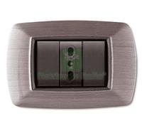 10PZ PLACCA LIFE MOD. LIVING PLASTICA ACCIAIO SATINATO 3POSTI: