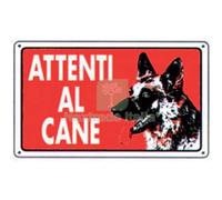 10PZ TARGA SEGNALETICA ATTENTI AL CANE PP CM 20X30: