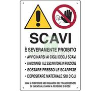 10PZ TARGA SEGNALETICA ATTENZIONE SCAVI PP CM 40X60: