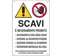 10PZ TARGA SEGNALETICA ATTENZIONE SCAVI PP CM 40X60