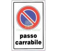 10PZ TARGA SEGNALETICA DIVIETO SOSTA PASSO CARRABILE PP CM 20X30: