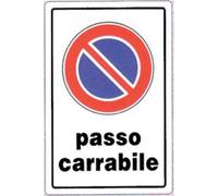 10PZ TARGA SEGNALETICA DIVIETO SOSTA PASSO CARRABILE PP CM 20X30