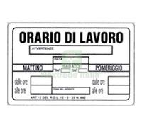 10PZ TARGA SEGNALETICA ORARIO LAVORO PP CM 20X30:
