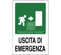 10PZ TARGA SEGNALETICA USCITA EMERGENZA DX PP CM 20X30: