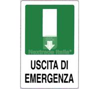 10PZ TARGA SEGNALETICA USCITA EMERGENZA PP CM 20X30: