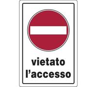 10PZ TARGA SEGNALETICA VIETATO ACCESSO PP CM 20X30
