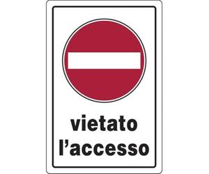 10PZ TARGA SEGNALETICA VIETATO ACCESSO PP CM 20X30