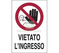 10PZ TARGA SEGNALETICA VIETATO INGRESSO PP CM 20X30: