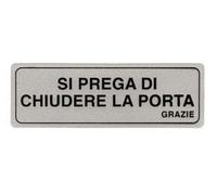 10PZ TARGHETTA ADESIVA "SI PREGA DI CHIUDERE LA PORTA GRAZIE" - cm.15x5h.