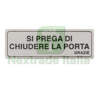 10PZ TARGHETTA ADESIVA "SI PREGA DI CHIUDERE LA PORTA GRAZIE" CM.15X5H.: