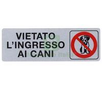 10PZ TARGHETTA ADESIVA "VIETATO L’INGRESSO AI CANI" CM.15X5H.: