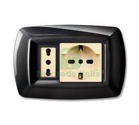 10PZ TONDO' PLACCA MOD.MAGIC IN TERMOPLASTICA,PRESA SCHUKO + MODULO,COLORE BIAN: