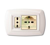 10PZ TONDO' PLACCA MOD.MAGIC IN TERMOPLASTICA,PRESA SCHUKO + MODULO,COLORE BIAN: