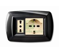 10PZ TONDO' PLACCA MOD.MAGIC IN TERMOPLASTICA,PRESA SCHUKO + MODULO,COLORE ORO;