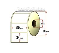 10Rotoli da 1500 etichette permanenti termiche adesive mm 50x24 1 pista anima 40