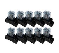 10Set MY3NJ HH53P 3NO3NC Relay with Socket Base Coil DPDT Electromagnetic Relay Switch LED AC110/220V DC6/24V(DC,110V)