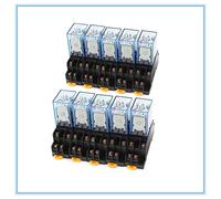 10set MY4NJ DC 12V Bobina 4NO 4NC Indicatore LED verde Relè di potenza Guida DIN Base a 14 pin(AC 110)