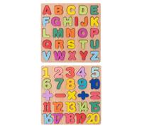10Set Puzzle Didattici in Legno Per Bambini Lettere E Numeri Colorati