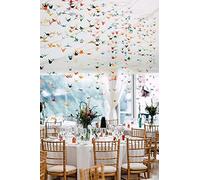 10Strings 15cm Big Size Premade Origami Paper Crane Garlands for Rustic Wedding Party Decorations Rainbow Origami Cranes Folded Bird Streamers for Kids Party Décor Peace Dove-Happiness Good Luck