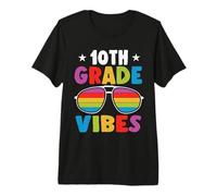 10th Grade Back To School Sunglasses Vibes Retro First Day Maglietta Premium