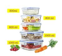 10tlg. Contenitori per Alimenti 2x1L 2x800ml1x500ml Vetro Pranzo Portapranzo