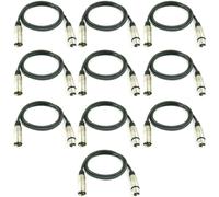 10x 1 m Cavo per Microfono XLR-XLR 3-polo Nero DMX Microfono del Cavo Adam Hall