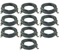 10x 10m Cavo per Microfono XLR XLR 3-poli nero DMX Cavo del Microfono ADAM HALL