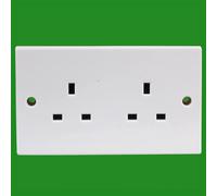 10X 2 Gang, Presa Di Corrente Mains UK Bianco Non Interruttore 13A Doppia A Muro