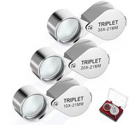 10X, 20X e 30X Jewelry Loop Magnifier Foldable Hand Lens Pocket Magnifying Glass Eye Loops Magnifier Jewelers Loupe for Detecting Coin Diamonds Gems Jewelry Stamps Antiques