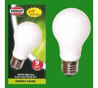 10x 9W Bassa Energia Mini GLS Cfl 3500K Lampadina Luce Bianca Es E27 Edison [EEK: A]
