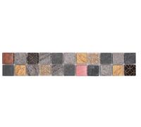 10x Bordi Pietra Naturale Mosaico IN Vetro Mix Nero Grigio Oro