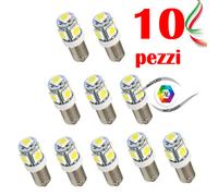 10x BULB BA9S 5 led T4W 5005 SMD 5050 12v luce posizione abitacolo per auto