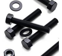 10x Bulloni testa esagonale PP neri, dadi, rondelle, M10x60mm