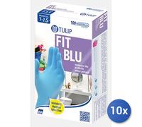 10x Bundle Guanti 100 Pezzi Nitrile Tulip Blu L