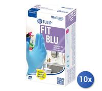 10x Bundle Guanti 100 Pezzi Nitrile Tulip Blu S