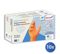 10x Bundle Guanti Bericah 50 Nitrile Arancio 7,5