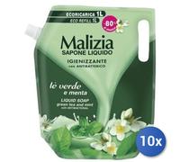 10x Bundle Malizia Sapone Liquido Lt 1 Antibatterico Ricarica Busta