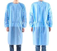 10x Camici Medici Monouso - Camice e Getta Idrorepellente - 100% Polipropilene Non Tessuto - Taglia Unica CE - Categoria di Protezione I - qualità Professionale - Blu - 10 unità