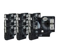 10x Cassetta per Dymo Rhino 6000 5200 ILP 219 4200 6mm nero-bianco