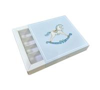 10X CAVALLINO AZZURRO 12x12x3.2 cm Scatola Cassetto Portaconfetti 18IK
