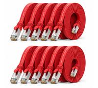 10x Cavo Ethernet LAN CAT7 piatto 3m U/FTP 10 Gbit/s RJ45 Cat6a rosso