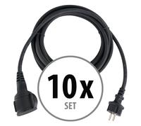 10x Cavo Prolunga Elettrico 5M Presa Spina EU Schuko IP44 per Esterni 16A Nero