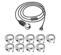 10x cavo tessile LEHA interruttore a spina nero 3 m attacco lampada 1x E27 max.