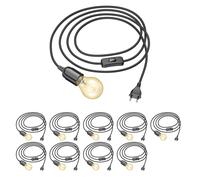 10x cavo tessile LEHA interruttore a spina nero 3 m attacco lampada 1x E27 max.
