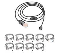 10x cavo tessile LEHA interruttore a spina nero 3 m attacco lampada 1x E27 max.