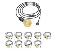 10x cavo tessile LEHA interruttore a spina nero 3 m attacco lampada 1x E27 max.