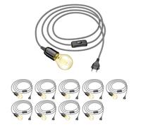 10x cavo tessile LEHA interruttore spina nero bianco seghettato 3 m presa
