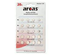 5x ARCAS Pile a Bottone 20 Pz. Alcaline 1,5V AG1 4x AG3 4x AG4 4x AG10 4x AG13